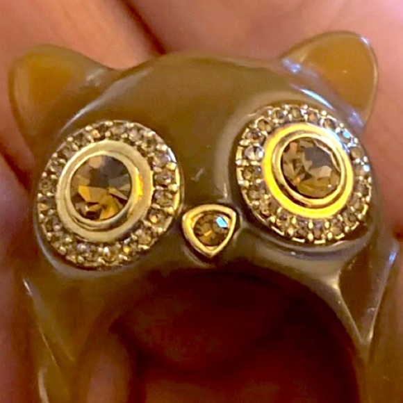 [Marc by Marc Jacobs] Resin, Brass, and Swarovski Crystal Owl Ring - Picture 3 of 4